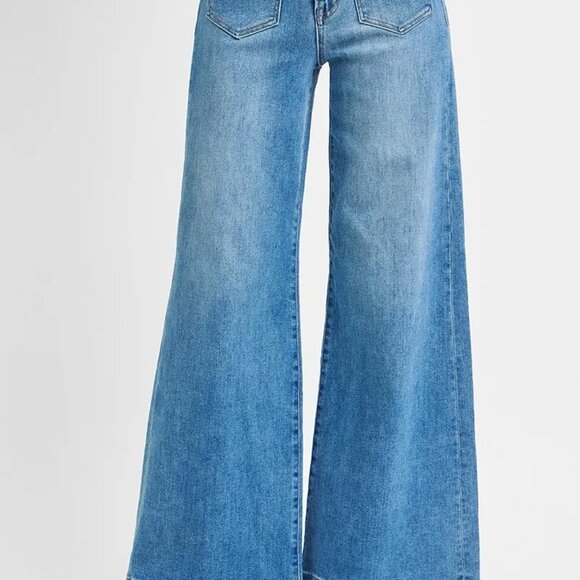 nwt RISEN Full Size Mid Rise Wide Front Patch Pocket Jeans Plus Size - Picture 3 of 6